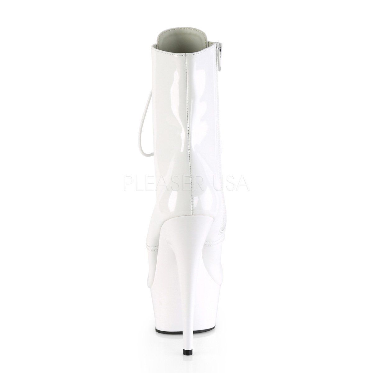 DELIGHT-1020 White Patent/White Ankle Boot Pleaser