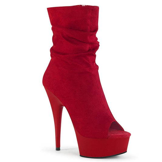 DELIGHT-1031 Red Faux Suede/Red Matte Ankle Boot Pleaser