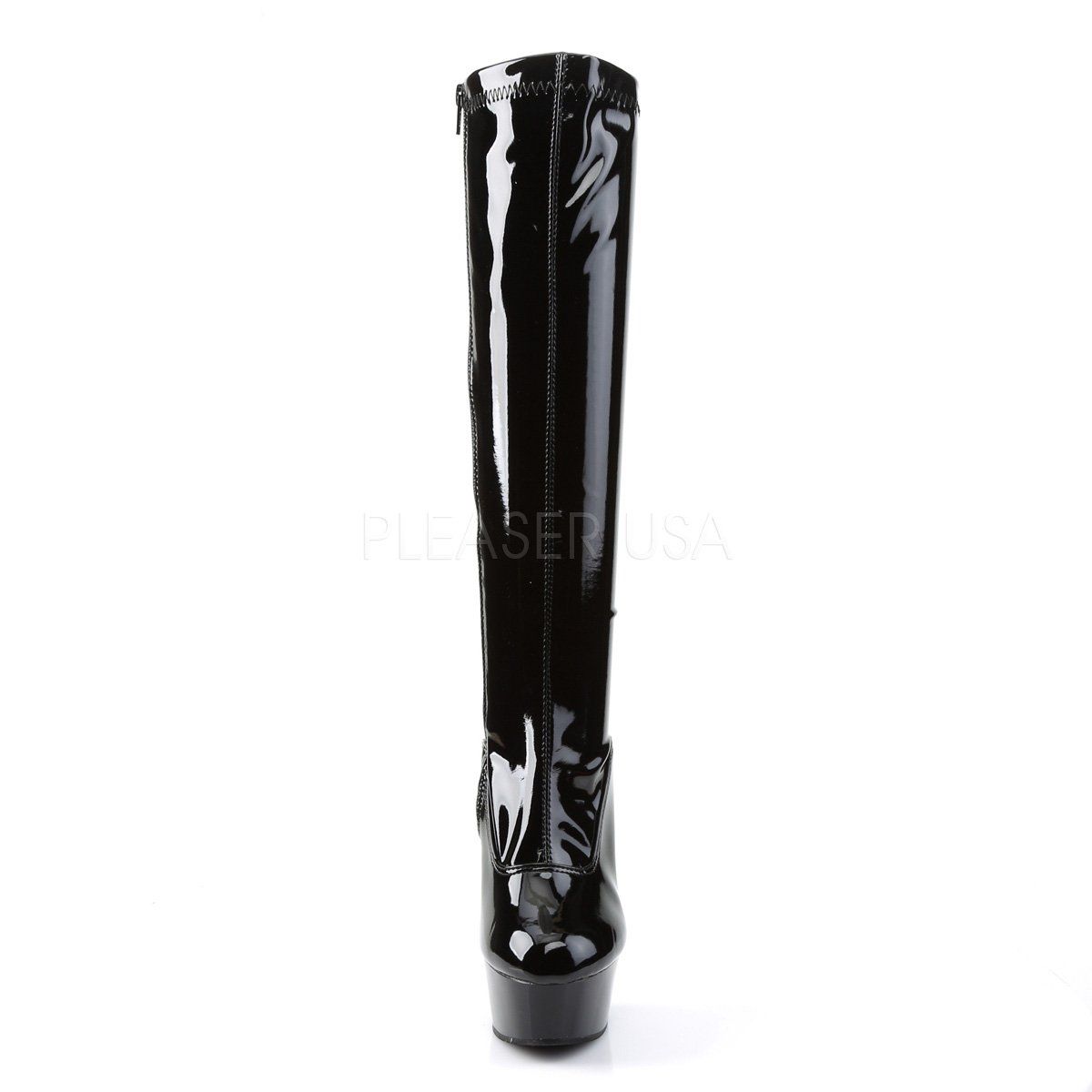 DELIGHT-2000 Black Stretch Patent Knee Boot Pleaser