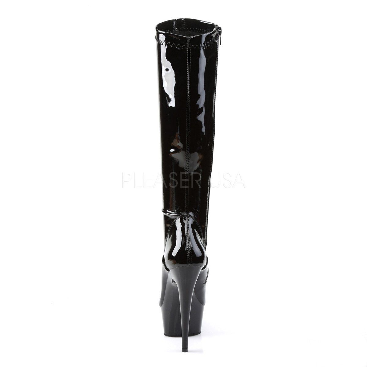 DELIGHT-2000 Black Stretch Patent Knee Boot Pleaser