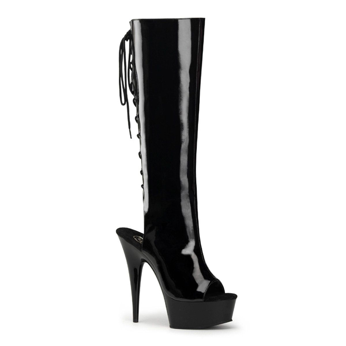 DELIGHT-2018 Black Patent Knee Boot Pleaser