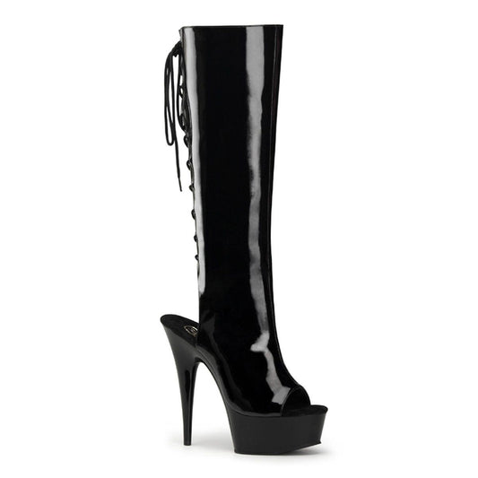 DELIGHT-2018 Black Patent Knee Boot Pleaser