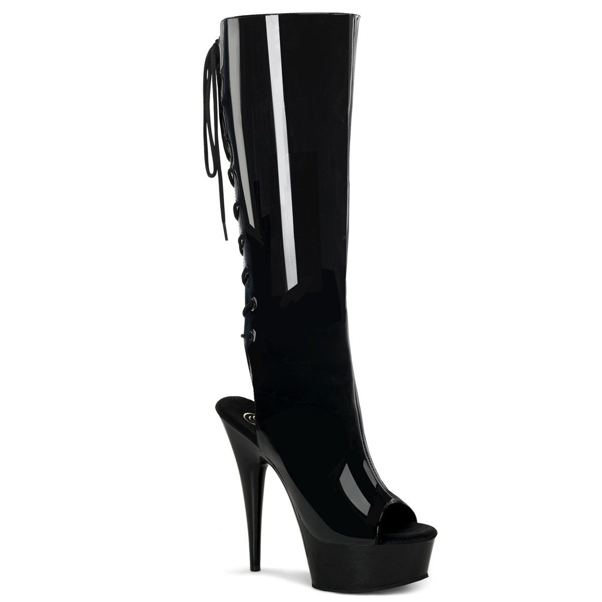 DELIGHT-2018 Black Patent Knee Boot Pleaser