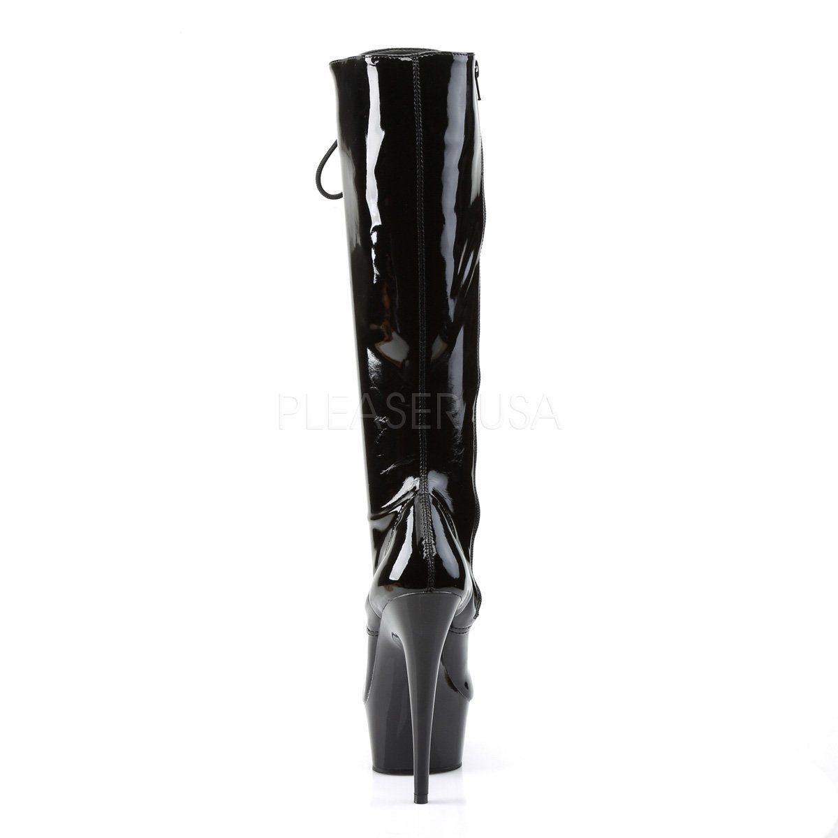 DELIGHT-2023 Black Stretch Patent Knee Boot Pleaser
