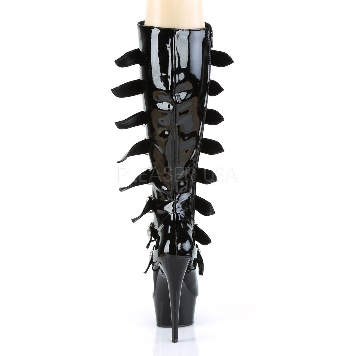 DELIGHT-2049 Black Patent Knee Boot Pleaser