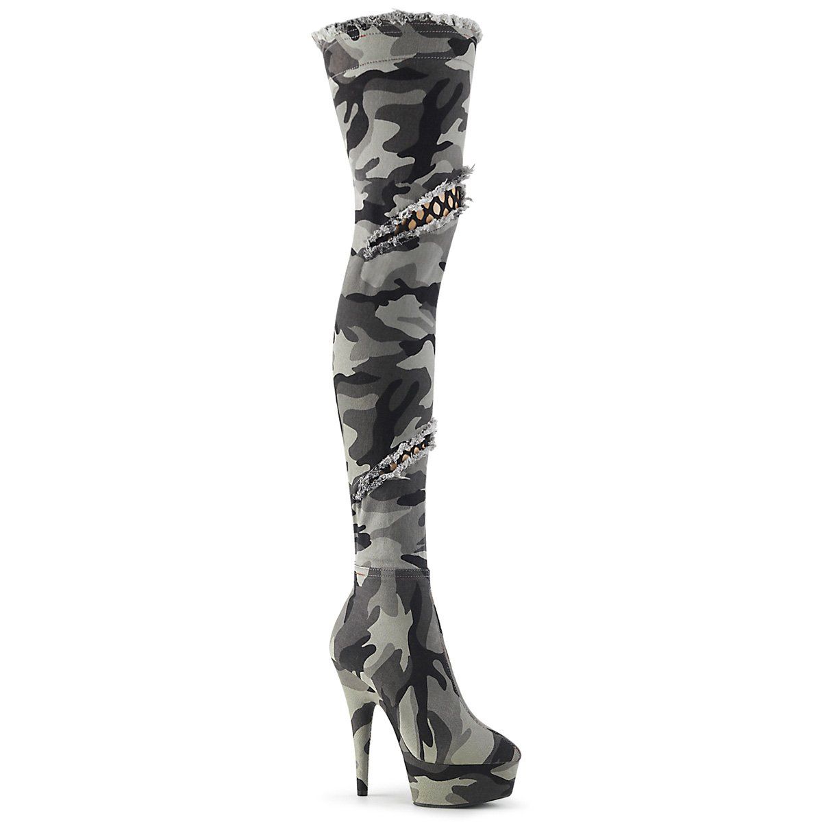 DELIGHT-3005 Camo Stretch Fabric/Camo Stretch Fabric Boot Pleaser