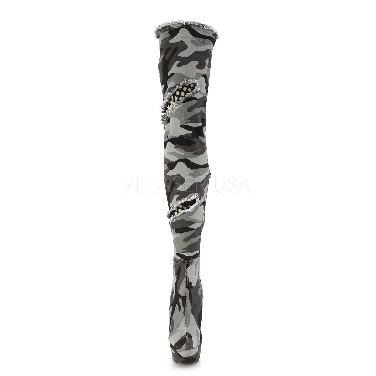 DELIGHT-3005 Camo Stretch Fabric/Camo Stretch Fabric Boot Pleaser