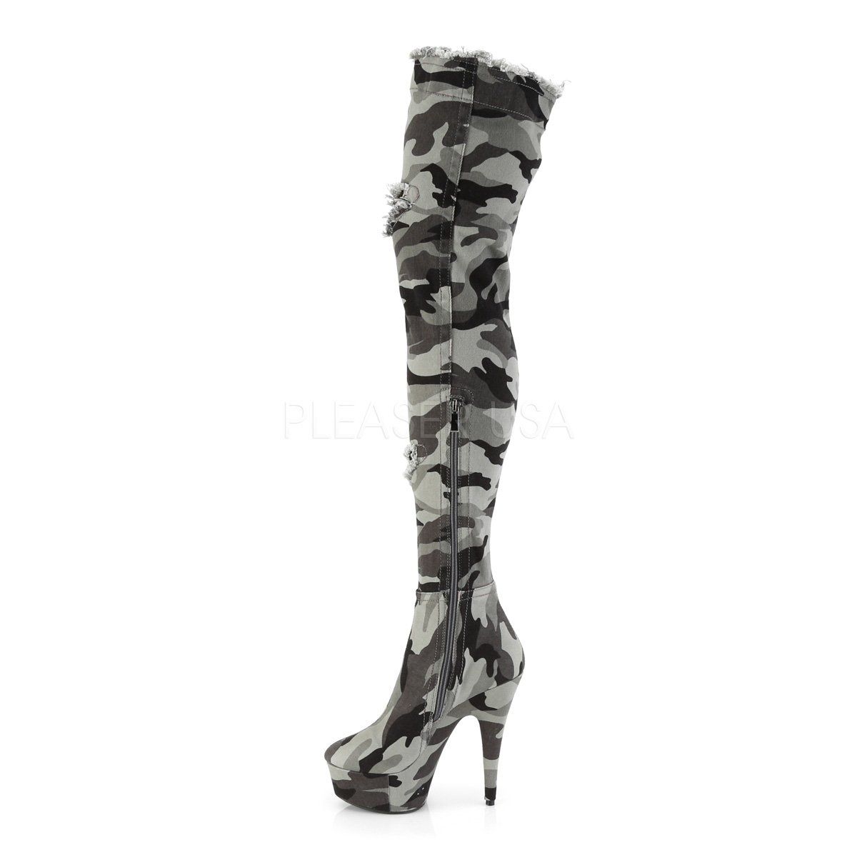 DELIGHT-3005 Camo Stretch Fabric/Camo Stretch Fabric Boot Pleaser