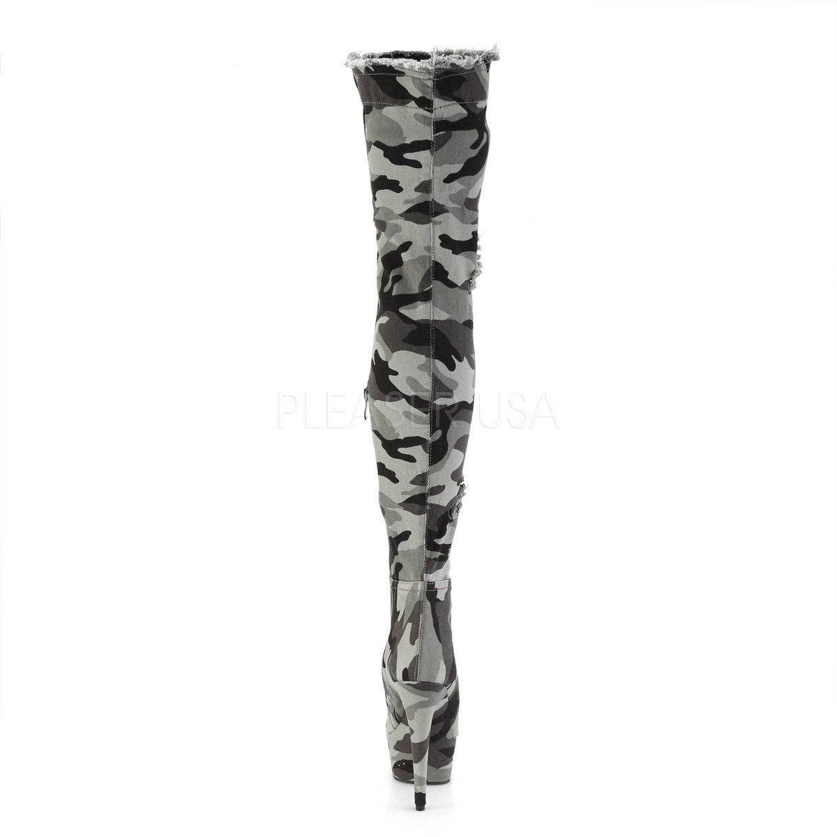 DELIGHT-3005 Camo Stretch Fabric/Camo Stretch Fabric Boot Pleaser