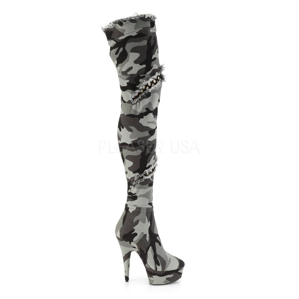 DELIGHT-3005 Camo Stretch Fabric/Camo Stretch Fabric Boot Pleaser