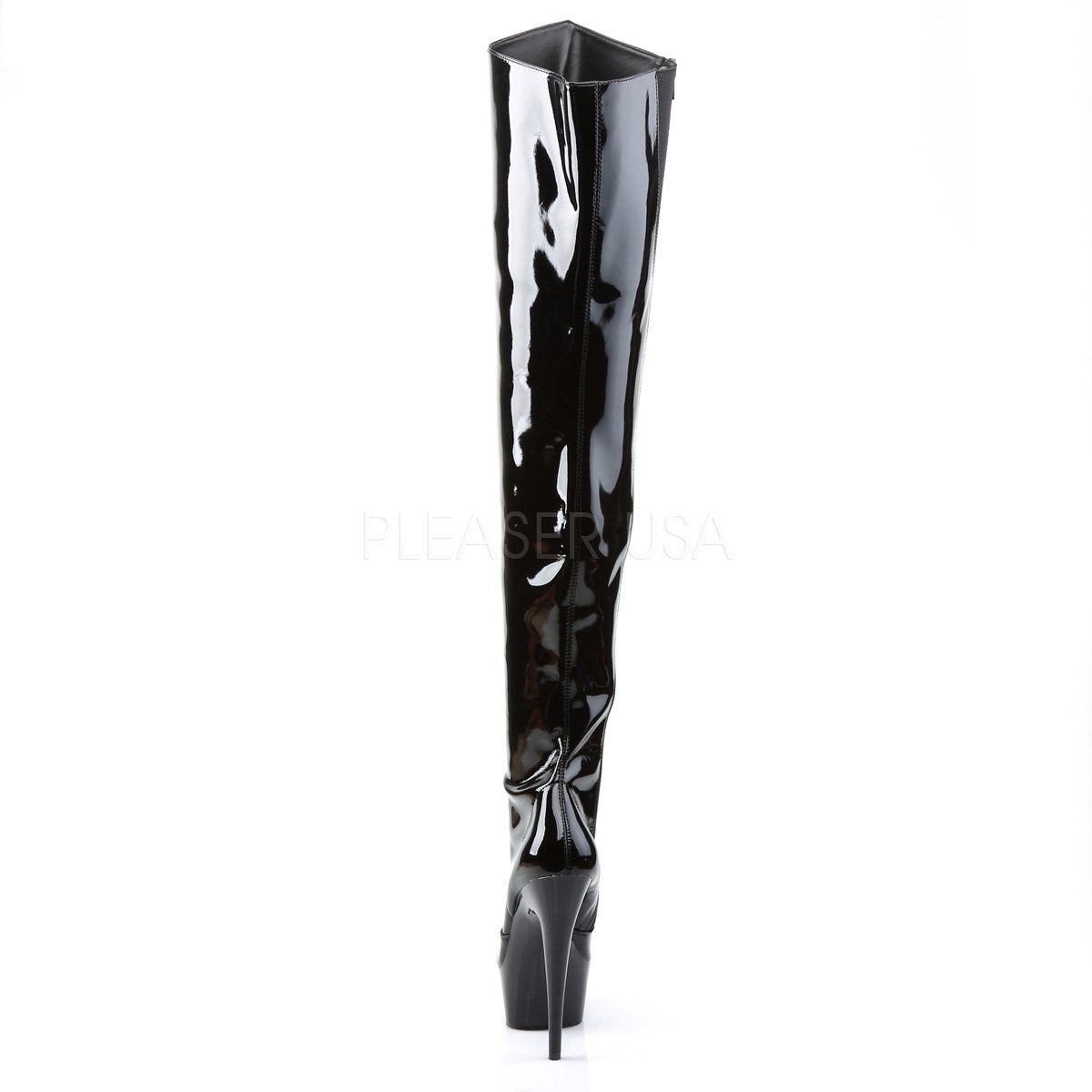 DELIGHT-3010 Black Patent Thigh Boot Pleaser