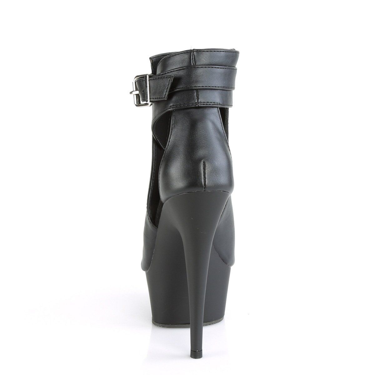 DELIGHT-600-10 Black Faux Leather Platform Sandal Pleaser