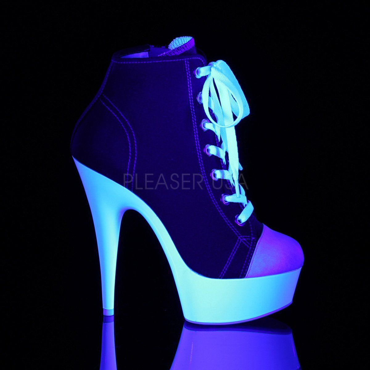 DELIGHT-600SK-02 Red Canvas/Neon White Sneaker Heels Pleaser