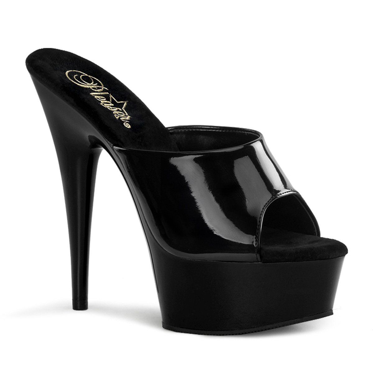 DELIGHT-601 Black Patent Slide Pleaser