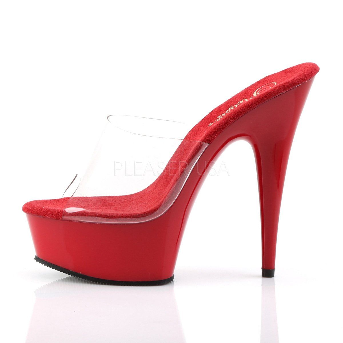DELIGHT-601 Clear/Red Slide Pleaser