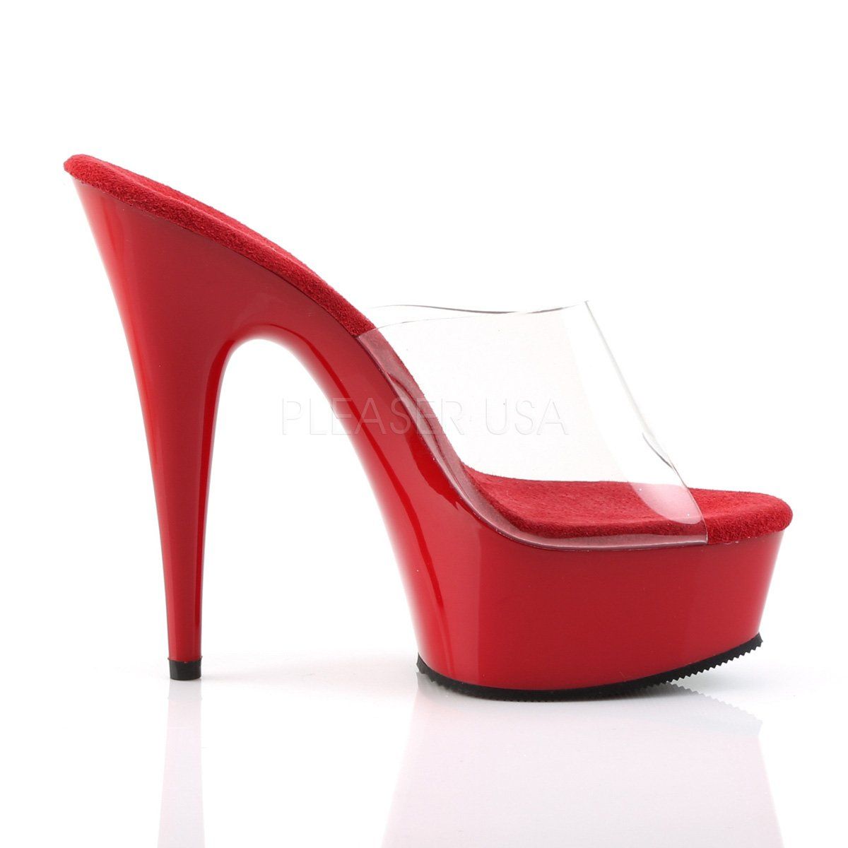DELIGHT-601 Clear/Red Slide Pleaser