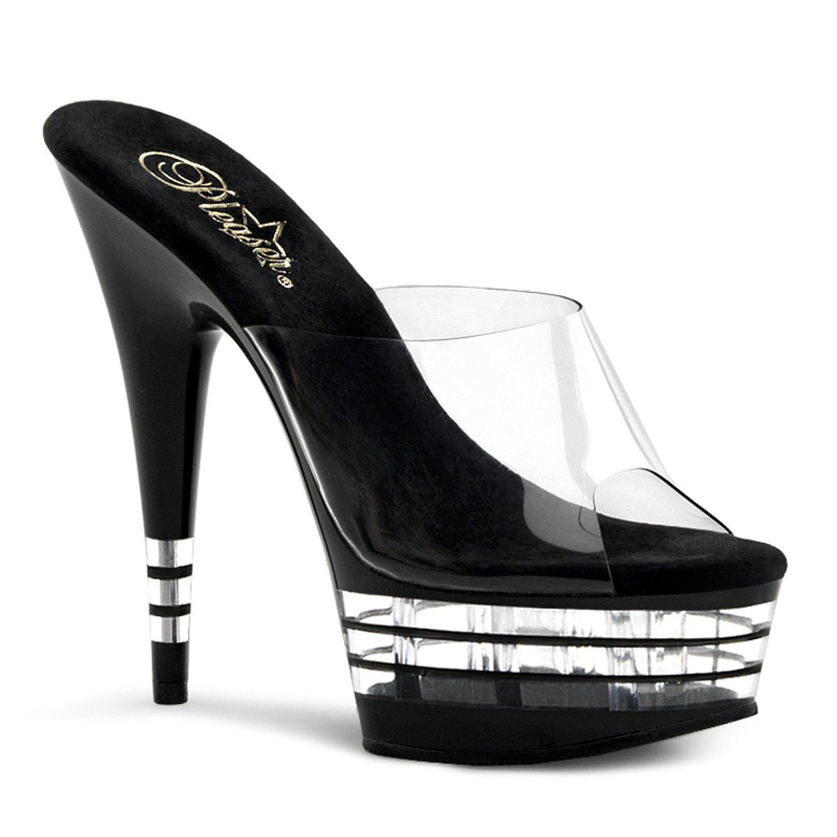 DELIGHT-601LN Clear/Black Slide Pleaser