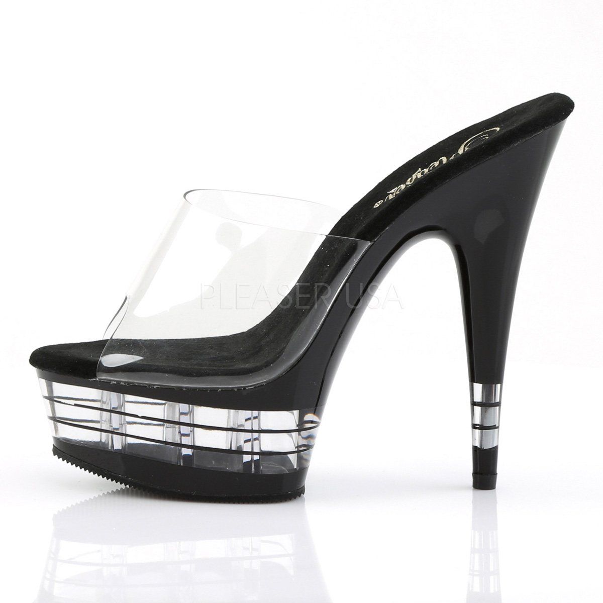 DELIGHT-601LN Clear/Black Slide Pleaser