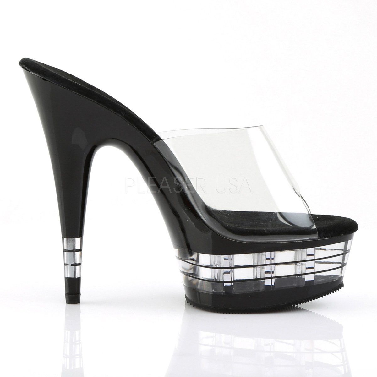 DELIGHT-601LN Clear/Black Slide Pleaser