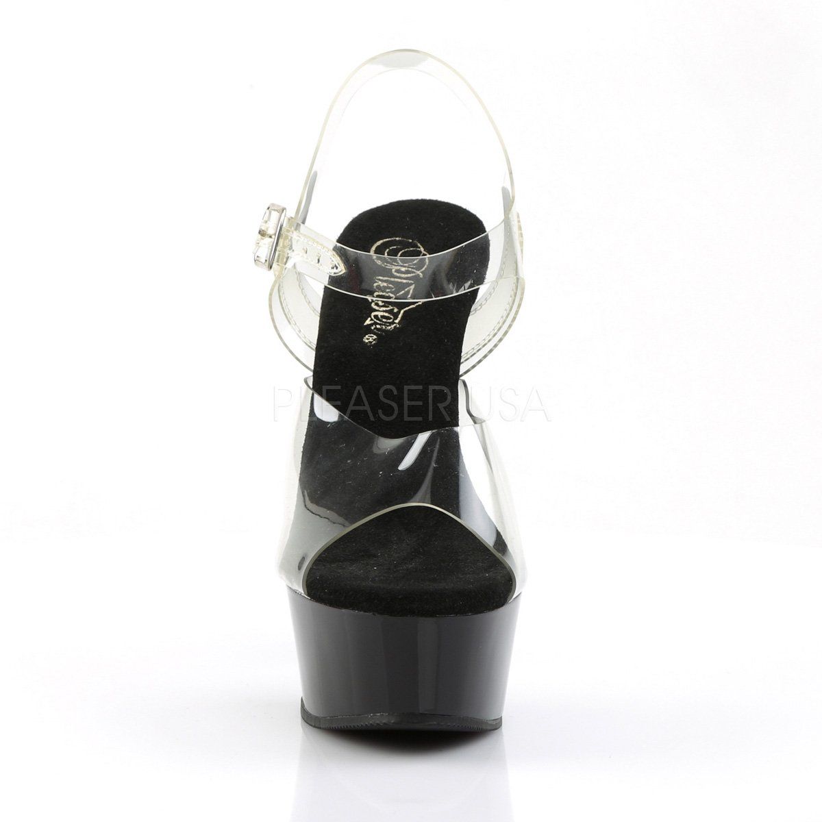 DELIGHT-608 Clear/Black Platform Sandal Pleaser