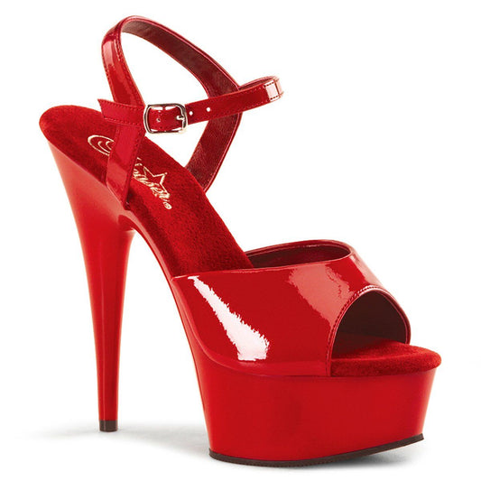 DELIGHT-609 Red Patent Platform Sandal Pleaser