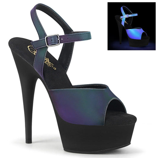 DELIGHT-609REFL Green Multi Reflective Platform Sandal Pleaser
