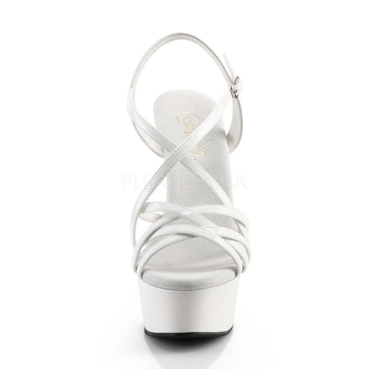 DELIGHT-613 White Patent Platform Sandal Pleaser
