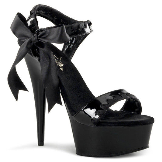 DELIGHT-615 Black Platform Sandal Pleaser