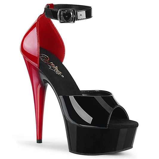 DELIGHT-617 Black-Red Patent/Black-Red Platform Sandal Pleaser