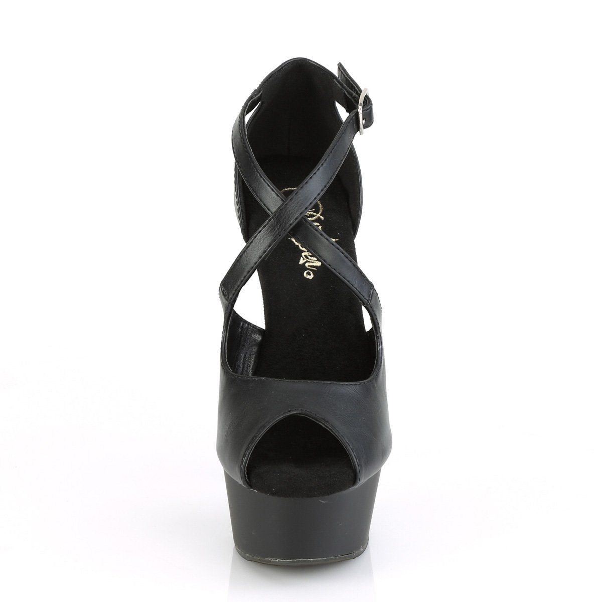 DELIGHT-621 Black Faux Leather Platform Sandal Pleaser