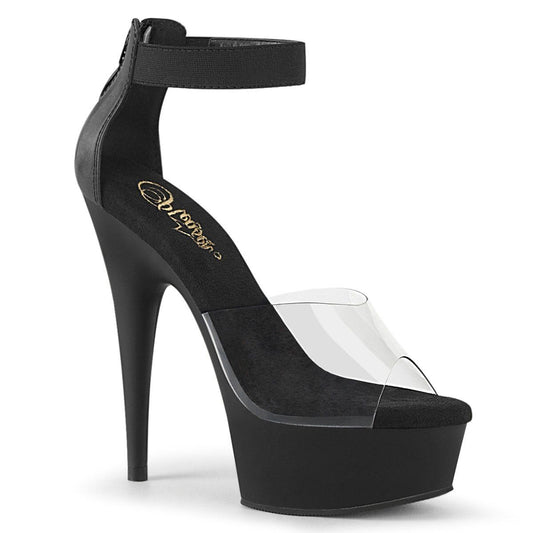 DELIGHT-624 Clear- Black Elastic Band Platform Sandal Pleaser