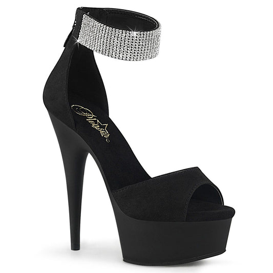 DELIGHT-625 Black Faux Suede Platform Sandal Pleaser