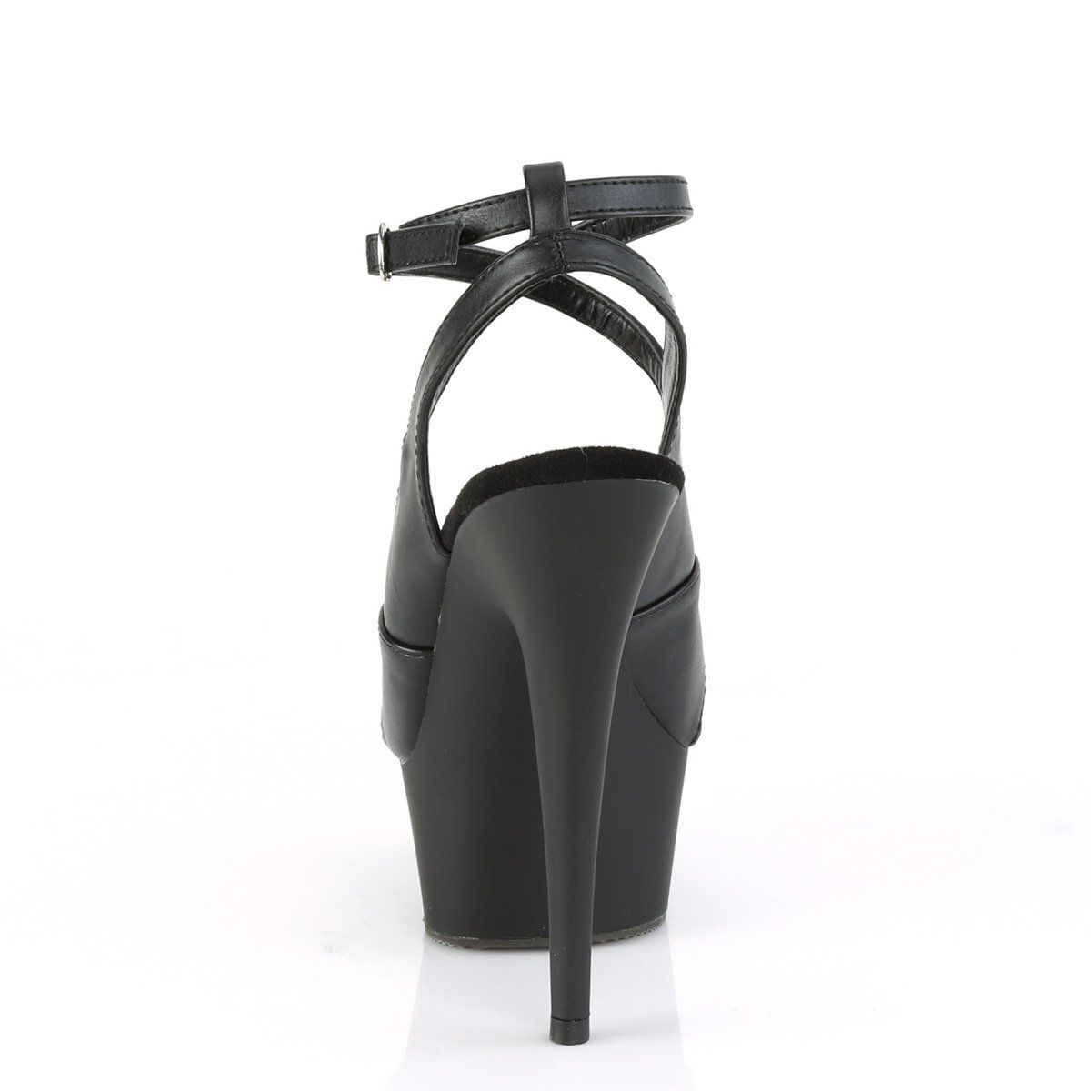 DELIGHT-632 Black Faux Leather Platform Sandal Pleaser