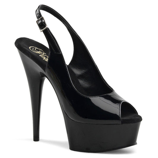 DELIGHT-654 Black Platform Sandal Pleaser