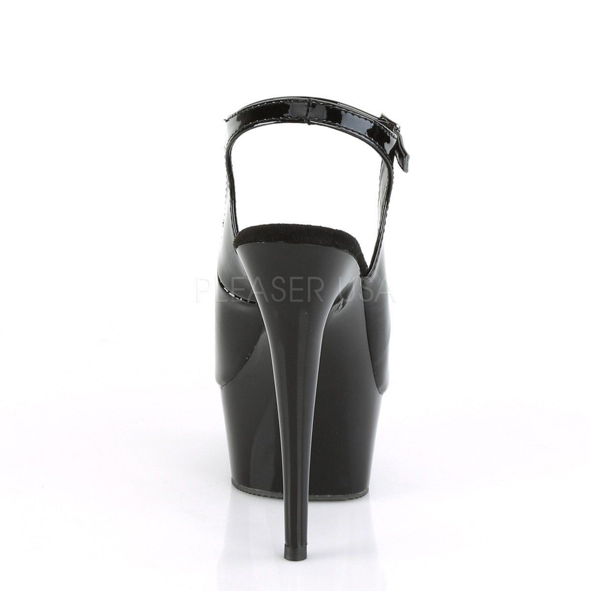 DELIGHT-655 Black Patent/Black Platform Sandal Pleaser