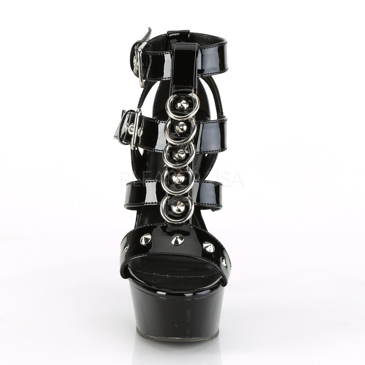 DELIGHT-658 Black Patent Platform Sandal Pleaser