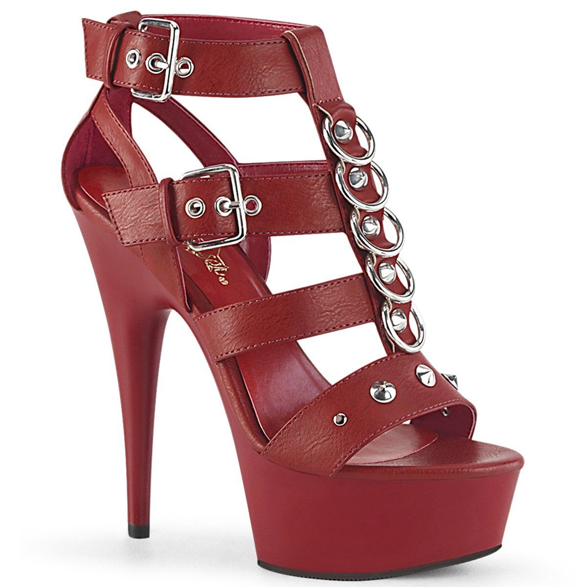 DELIGHT-658 Red Faux Leather/Red Matte Platform Sandal Pleaser
