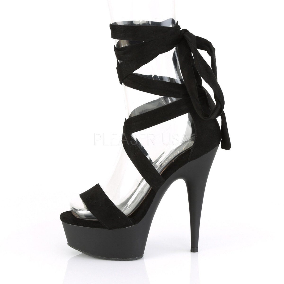 DELIGHT-671 Black Faux Suede Platform Sandal Pleaser