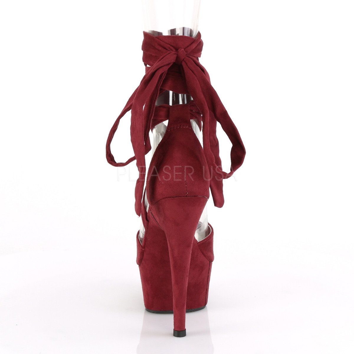 DELIGHT-679 Burgundy Faux Suede/Burgundy Matte Platform Sandal Pleaser