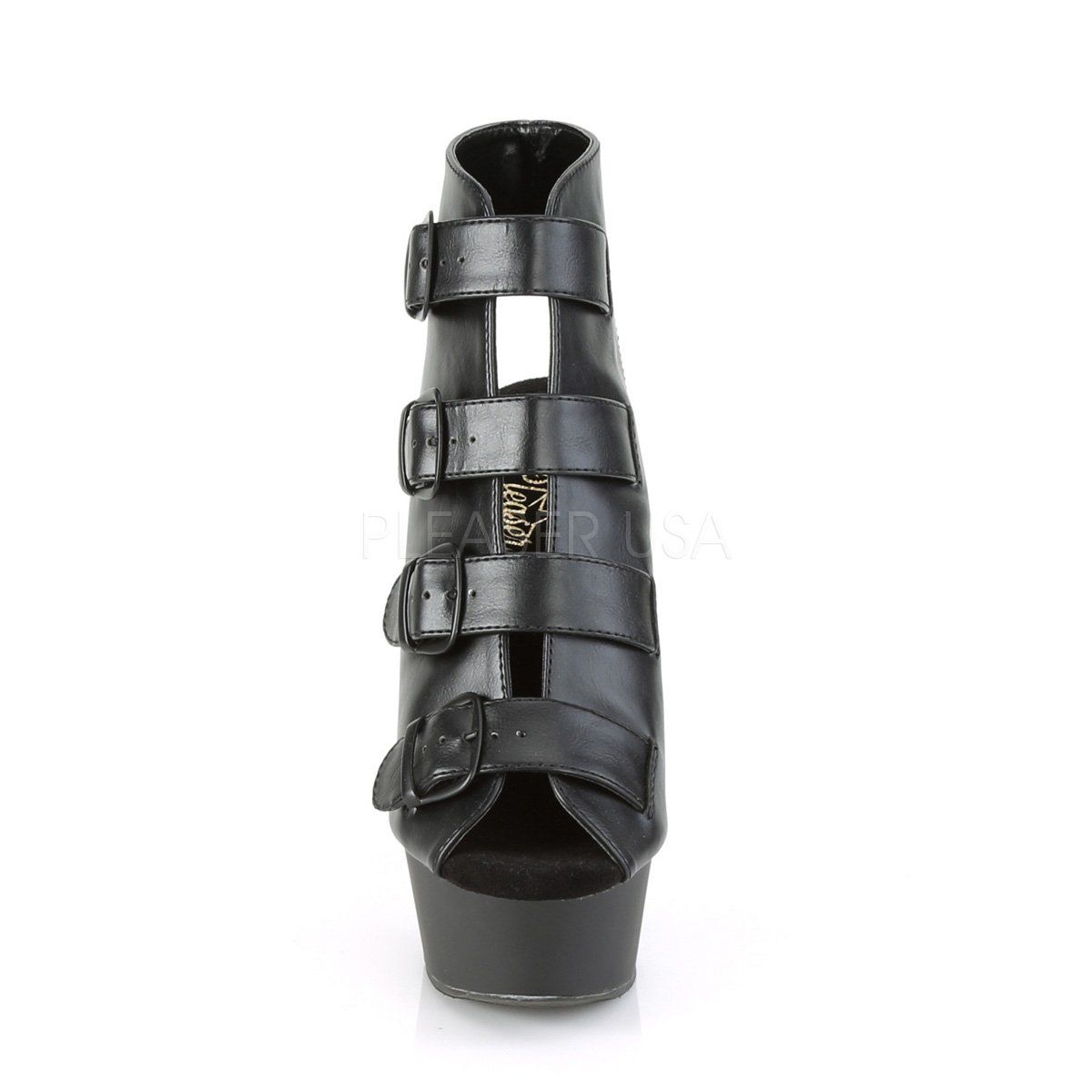 DELIGHT-683 Black Faux Leather Ankle Boot Pleaser