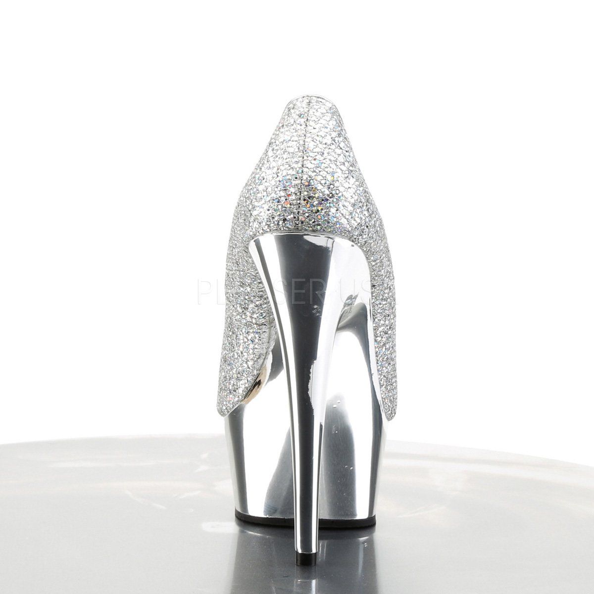 DELIGHT-685G Silver Multi Glitter/Silver Chrome Pump Pleaser