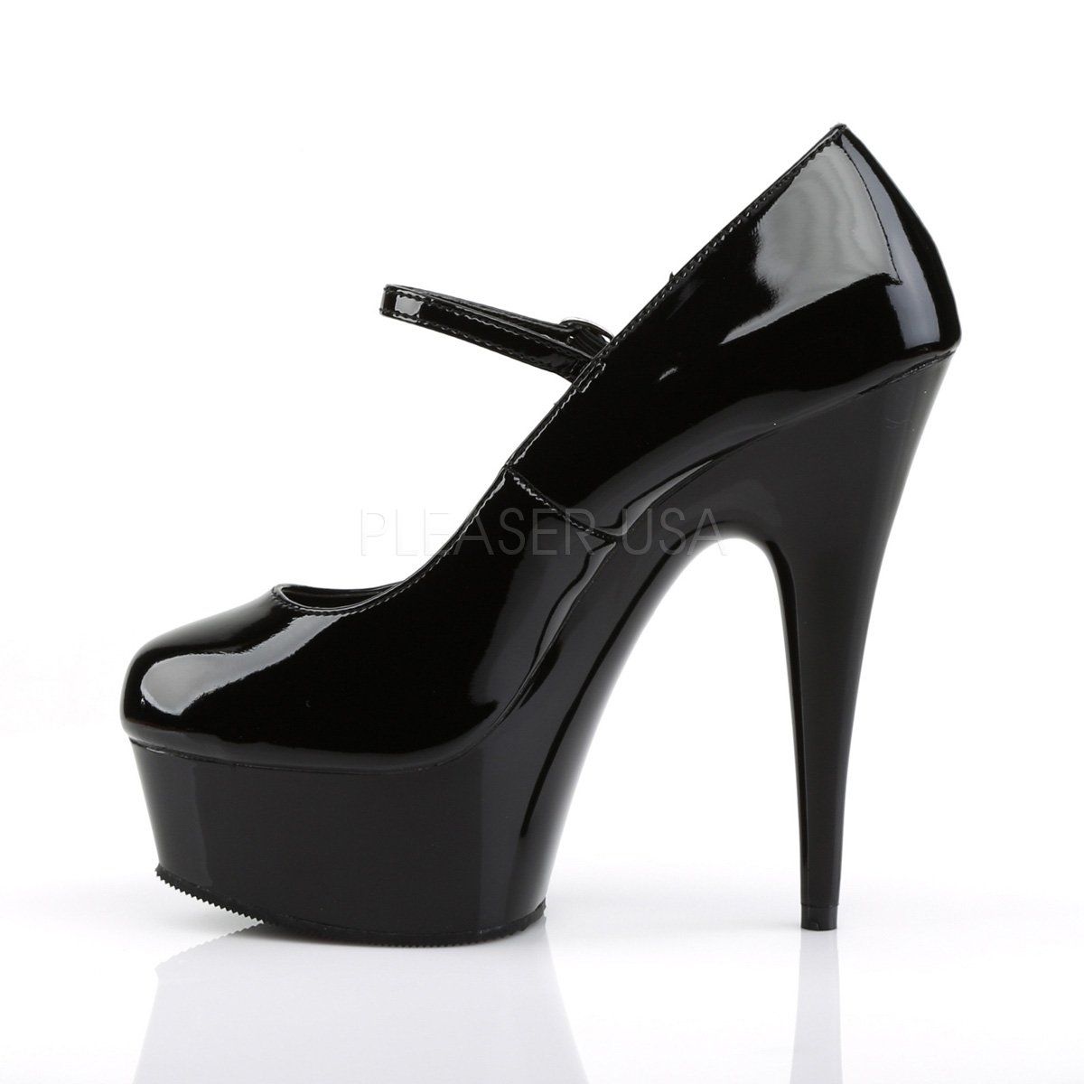 DELIGHT-687 Black Patent Mary Janes Pleaser