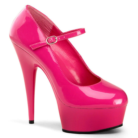 DELIGHT-687 Hot Pink/ Hot Pink Mary Janes Pleaser