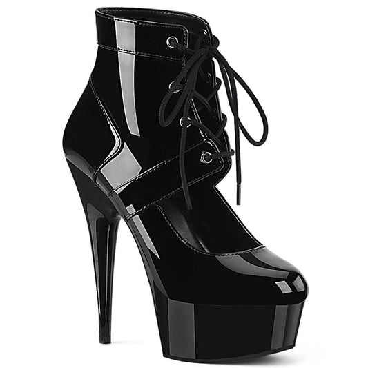 DELIGHT-688 Black Patent/Black Boot Pleaser