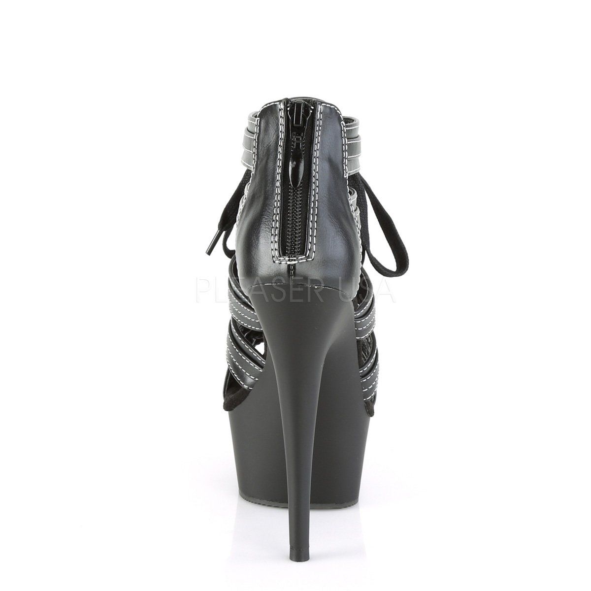 DELIGHT-693 Black Faux Leather Platform Sandal Pleaser