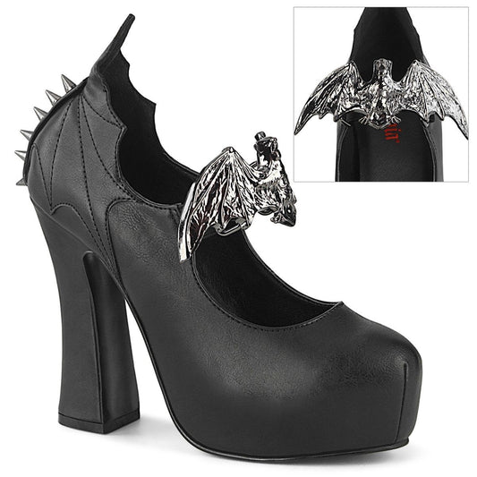 DEMON-18 Black Vegan Leather Mary Janes Demonia