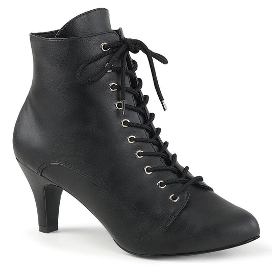 DIVINE-1020 Black Faux Leather Pleaser Pink Label