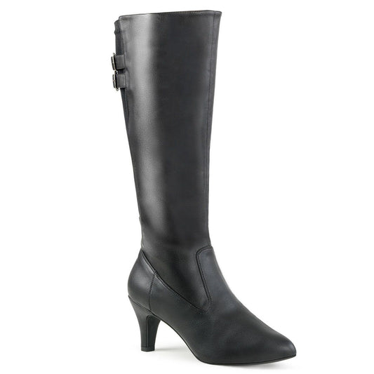 DIVINE-2018 Black Faux Leather Pleaser Pink Label