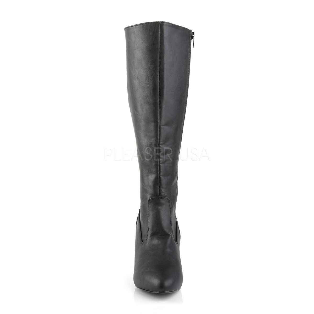 DIVINE-2018 Black Faux Leather Pleaser Pink Label