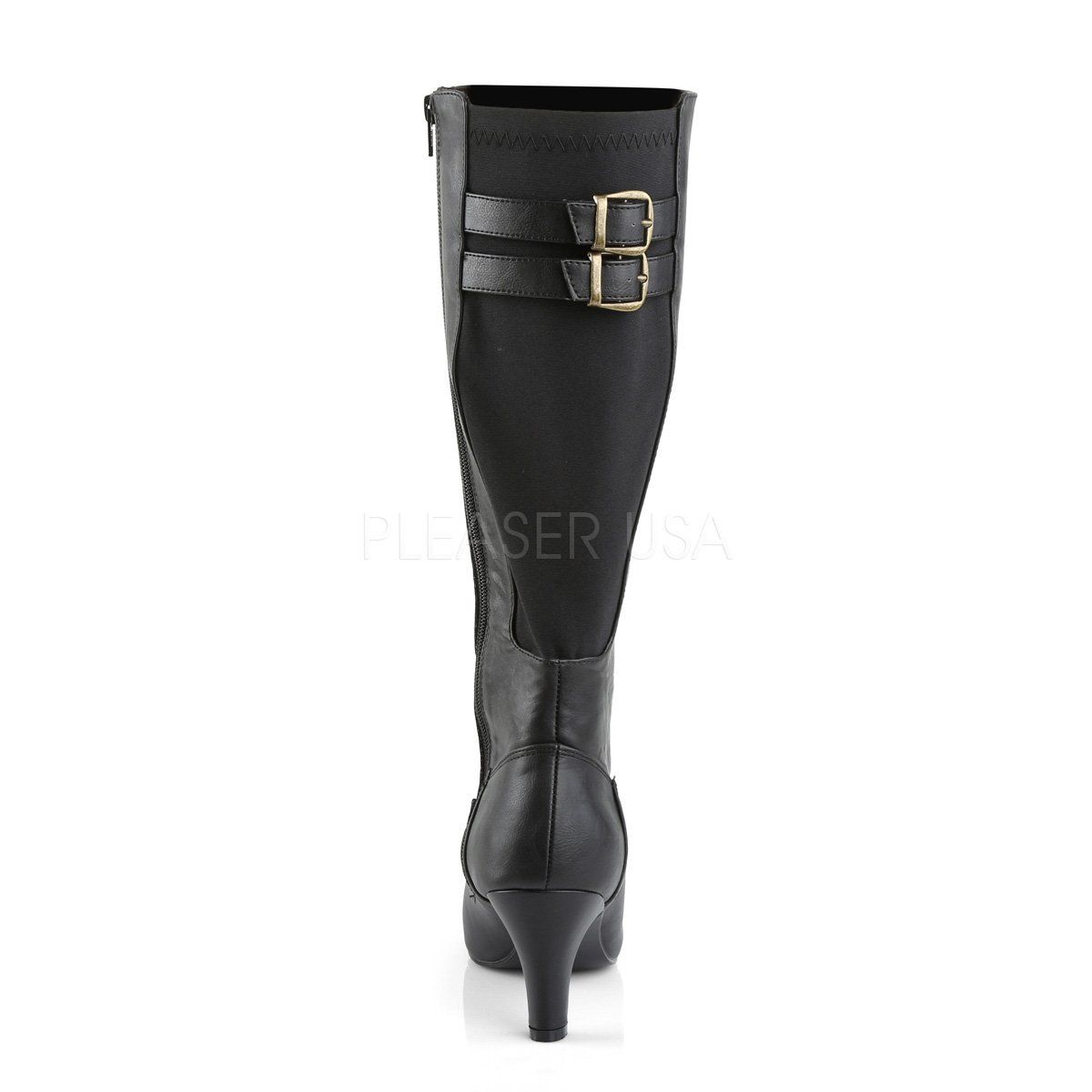 DIVINE-2018 Black Faux Leather Pleaser Pink Label